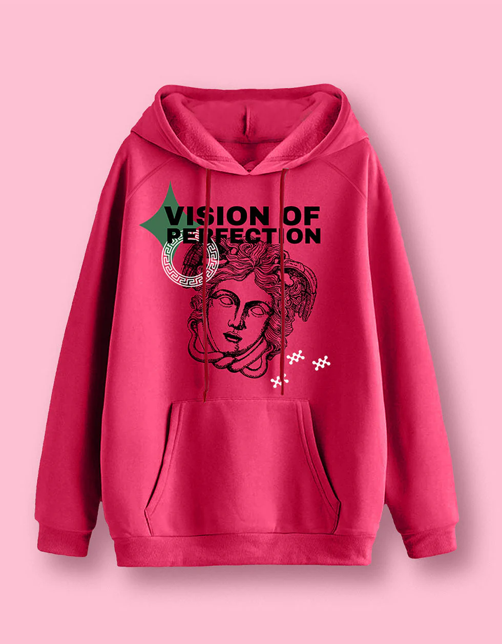Vision of Perfection Magenta Front Typographic Regular Fit Hoodie - Image 5