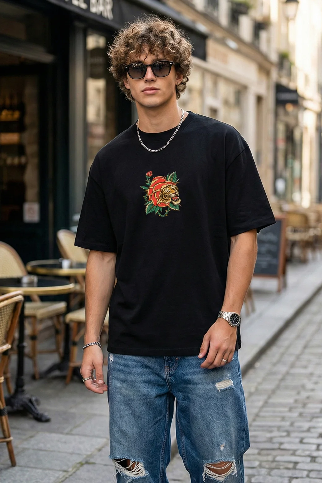 Integrity Black Oversized Back Graphic Printed T-shirt - Image 3