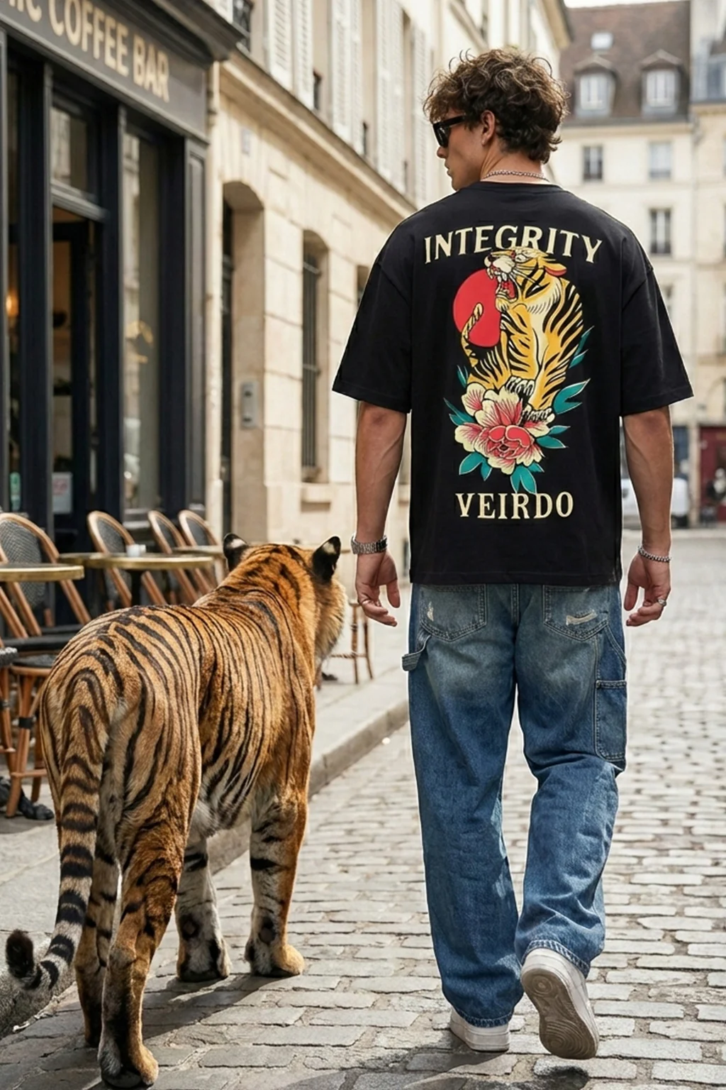 Integrity Black Oversized Back Graphic Printed T-shirt - Image 4
