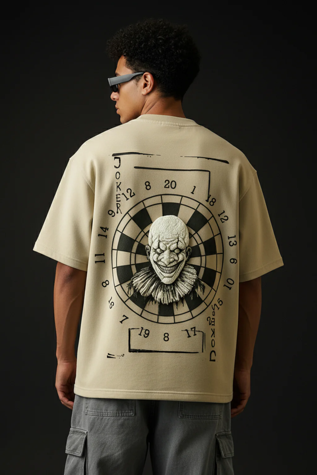 JOKER Beige Oversized Puff Printed Exclusive T-shirt - Image 3
