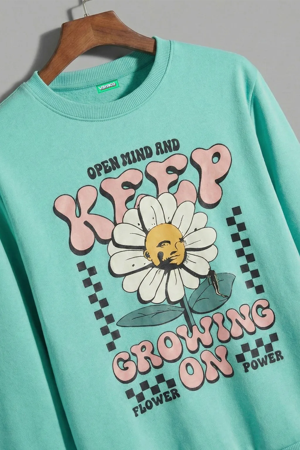 Keep Growing Green Front Printed Regular Fit Sweatshirt - Image 3