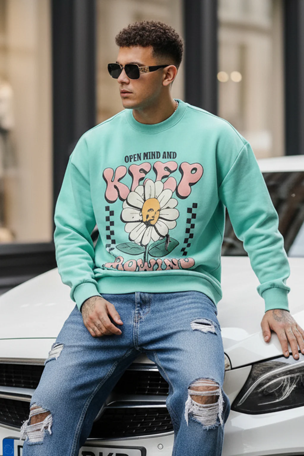 Keep Growing Green Front Printed Regular Fit Sweatshirt - Image 4