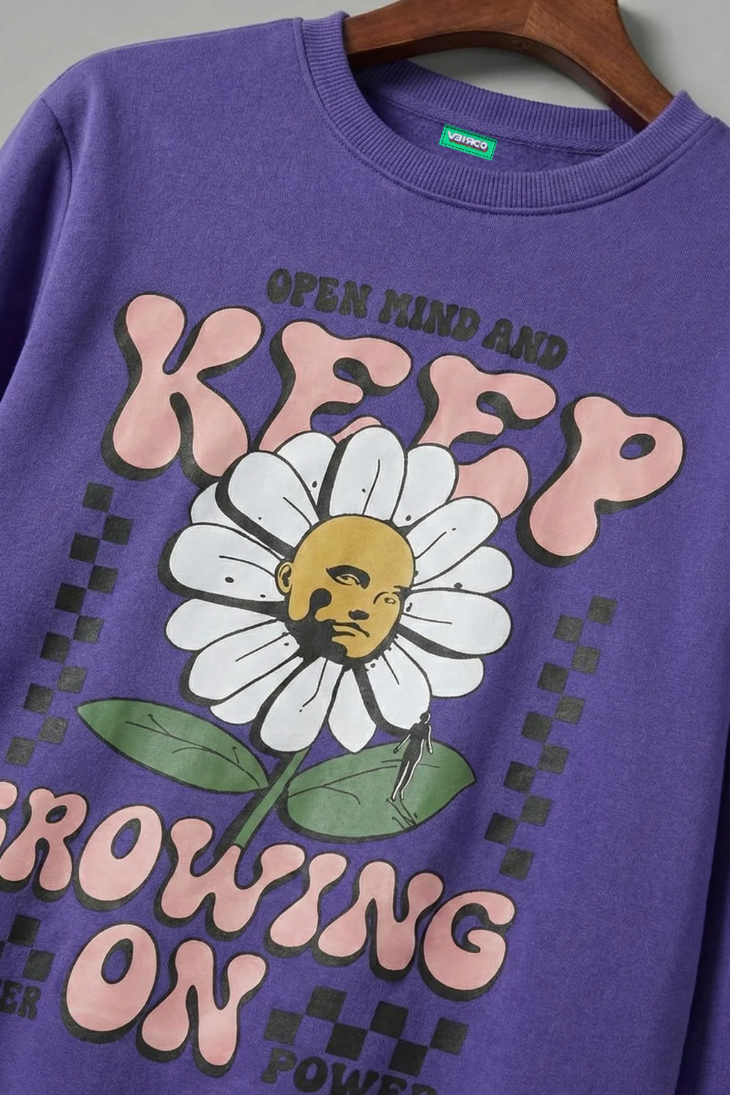 Keep Growing Purple Front Printed Regular Fit Sweatshirt - Image 3