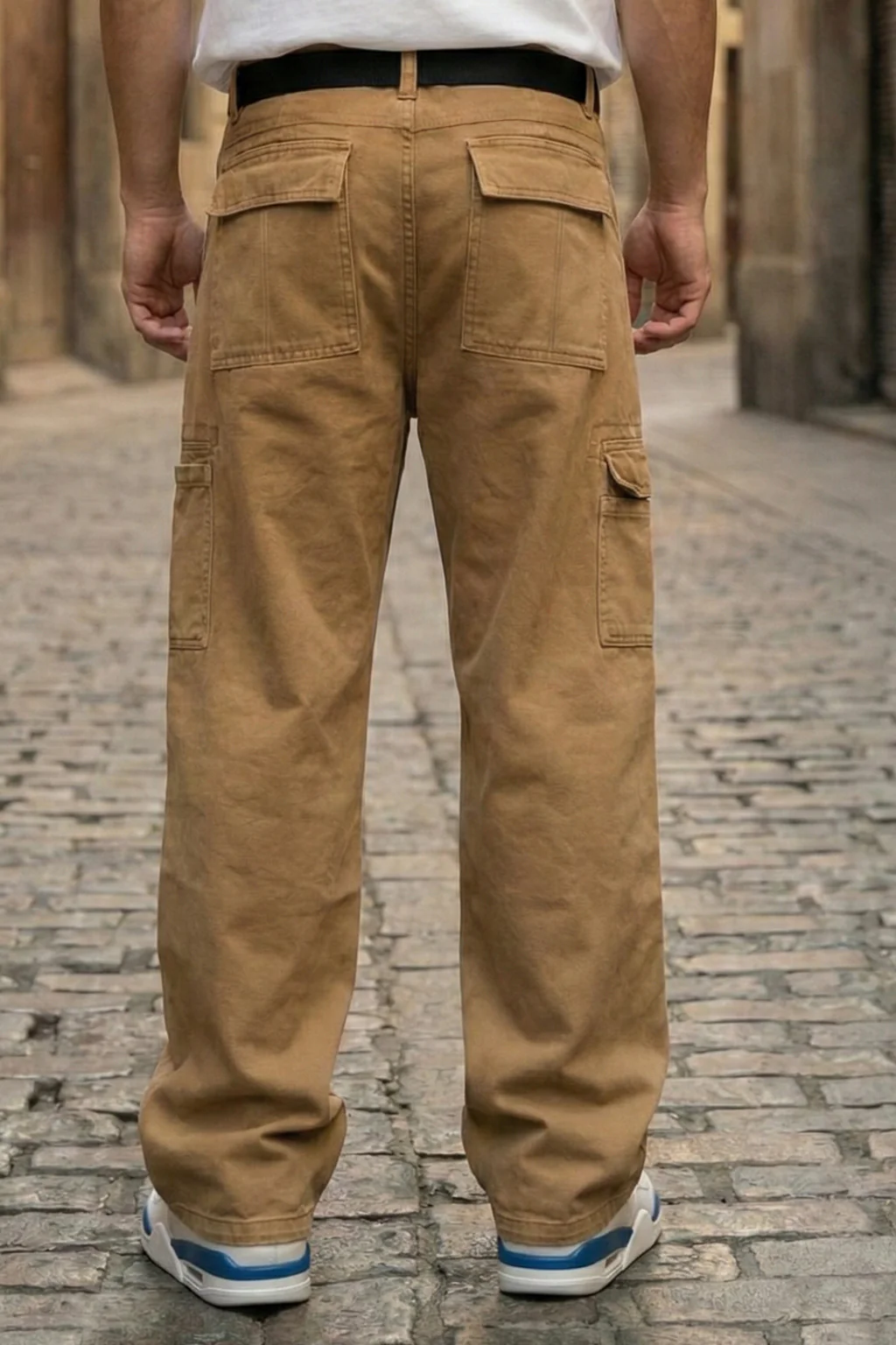 Khaki 8 Pocket Woven Baggy Fit Exclusive Cargo Pant - Image 4