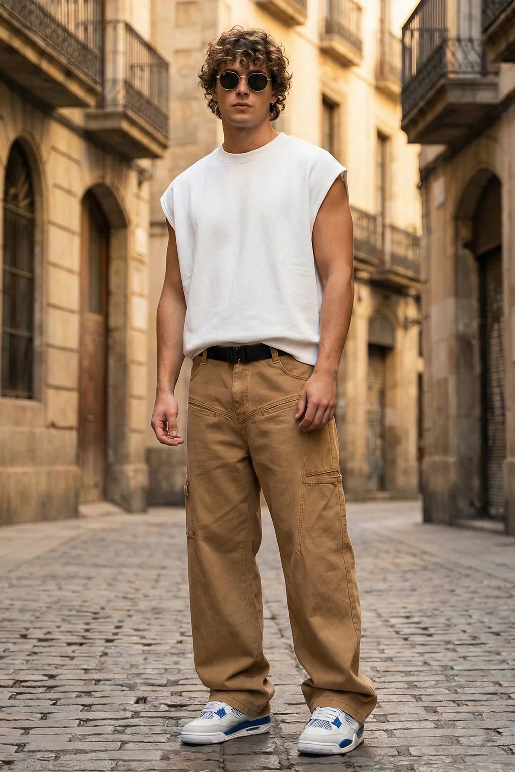 Khaki 8 Pocket Woven Baggy Fit Exclusive Cargo Pant - Image 6
