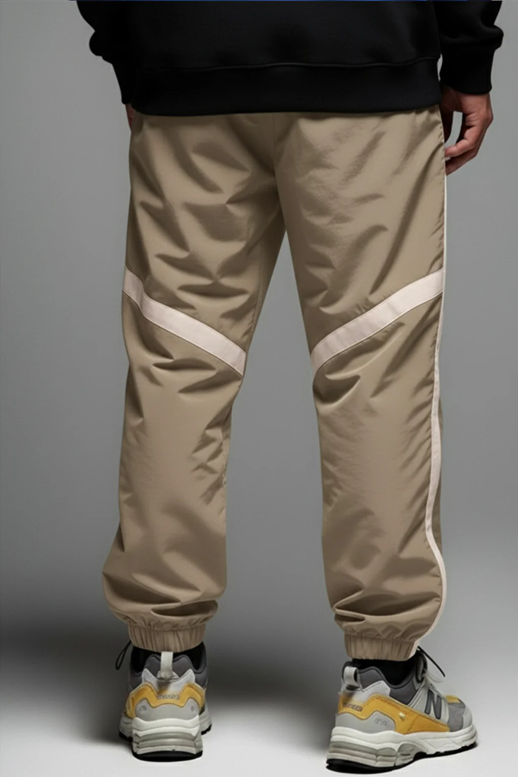 Khakhi Contrast Stripe Relaxed Fit Nylon Exclusive Jogger - Image 3