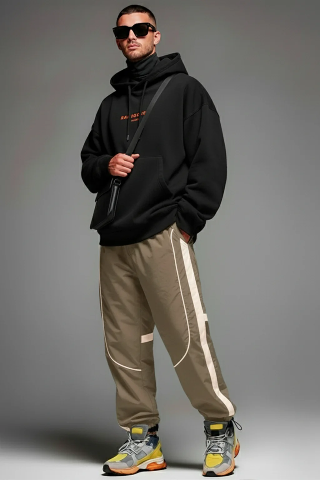 Khakhi Contrast Stripe Relaxed Fit Nylon Exclusive Jogger - Image 4