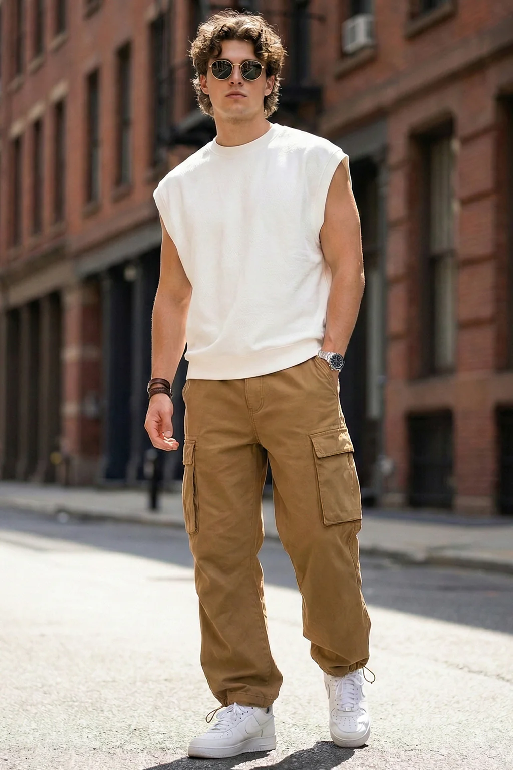 Khaki 5 Pocket Woven Straight Fit Exclusive Cargo Pant With Adjustable Ankle - Image 6