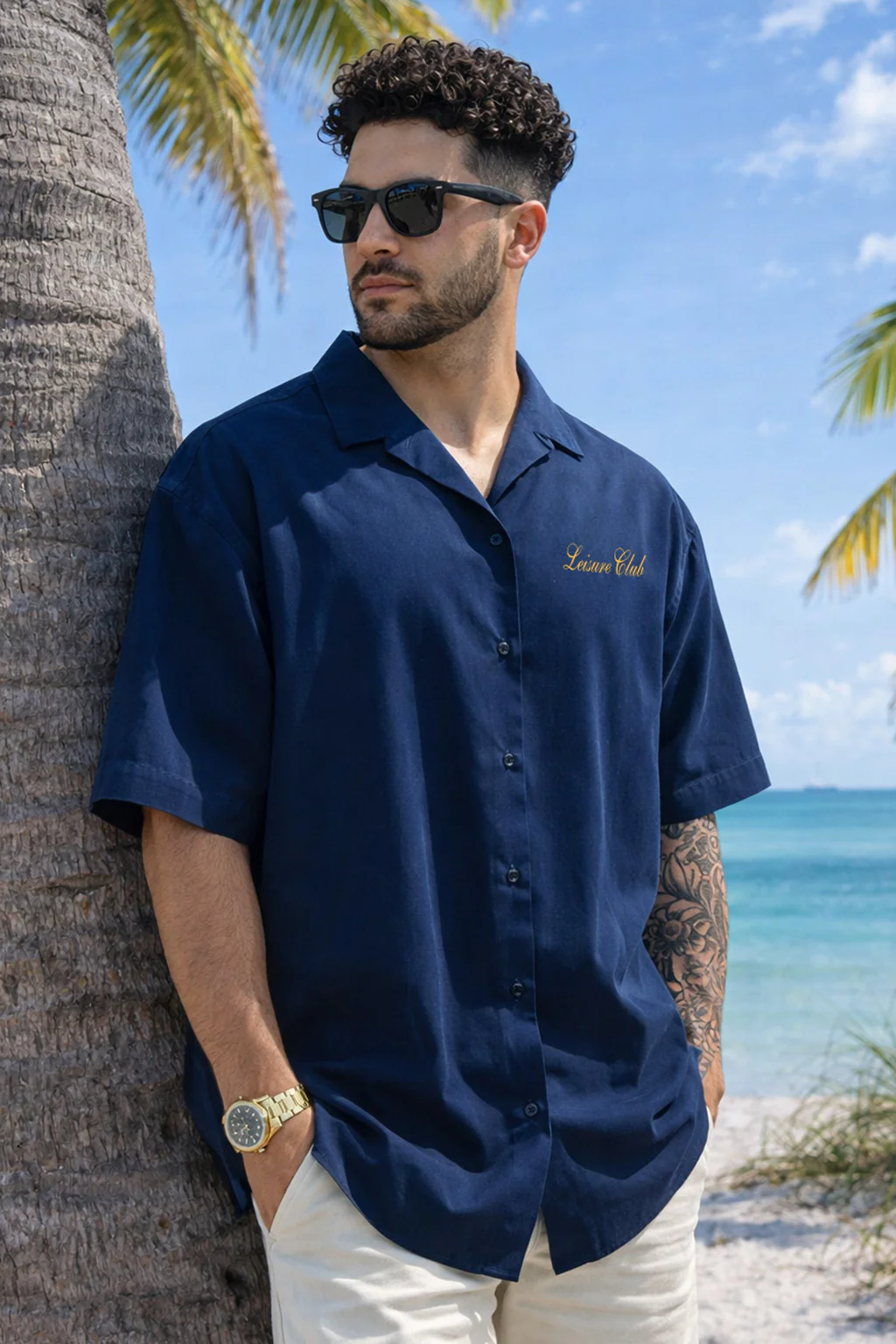 La VIta Navy Oversized Printed Exclusive Shirt - Image 3