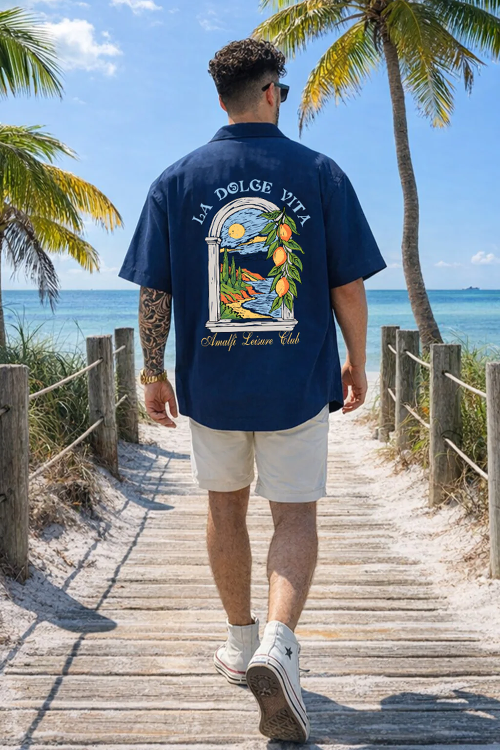 La VIta Navy Oversized Printed Exclusive Shirt - Image 6