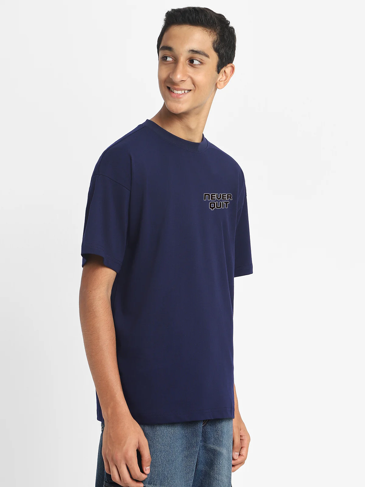 Level Up Navy Oversized Graphic Back Printed Boys T-shirt - Image 6