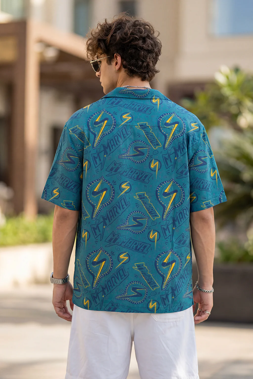 Lightning Bolt Blue All Over Print Oversized Exclusive Shirt - Image 3