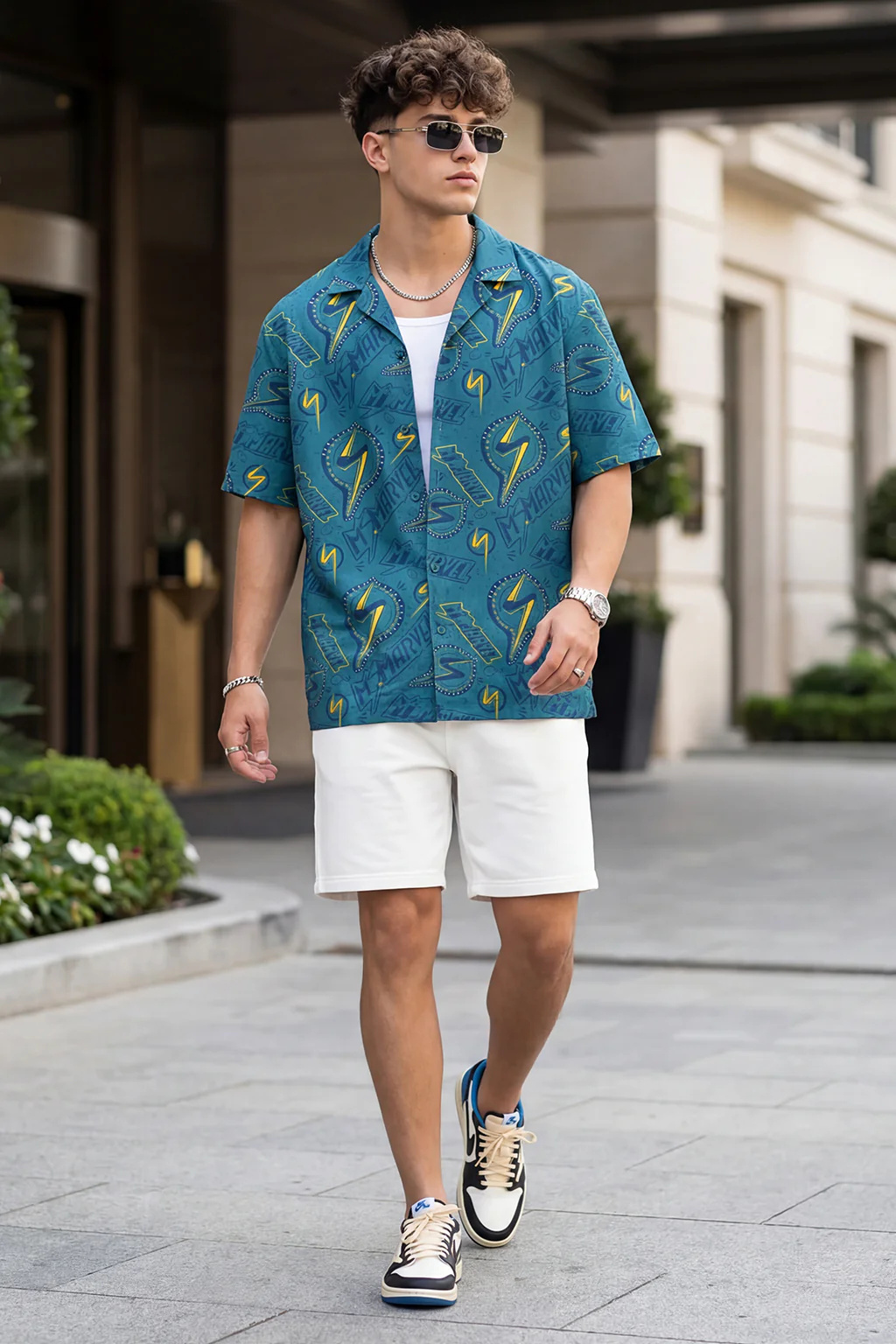 Lightning Bolt Blue All Over Print Oversized Exclusive Shirt - Image 5