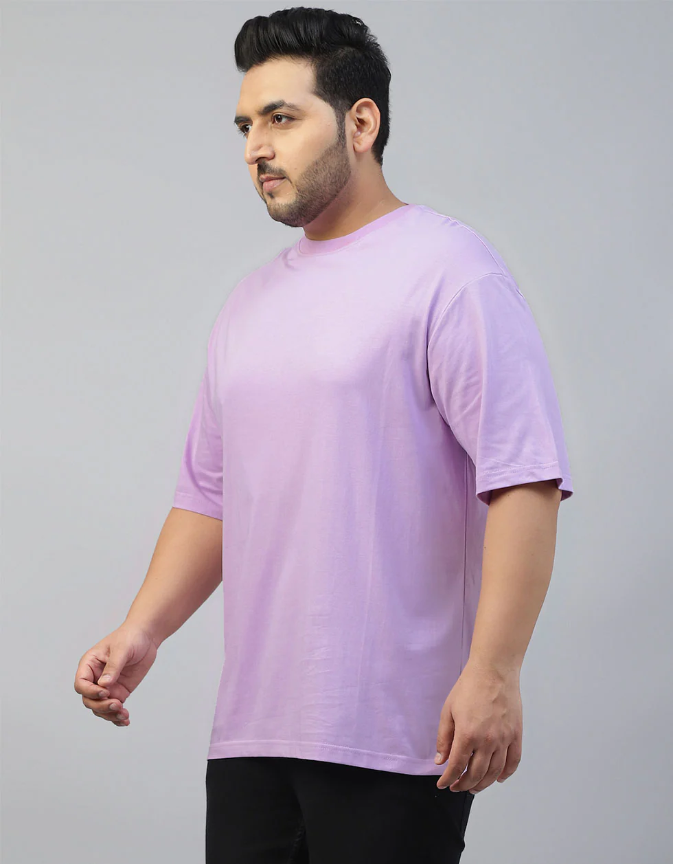 Lilac Plain Plus Size T-shirt - Image 3