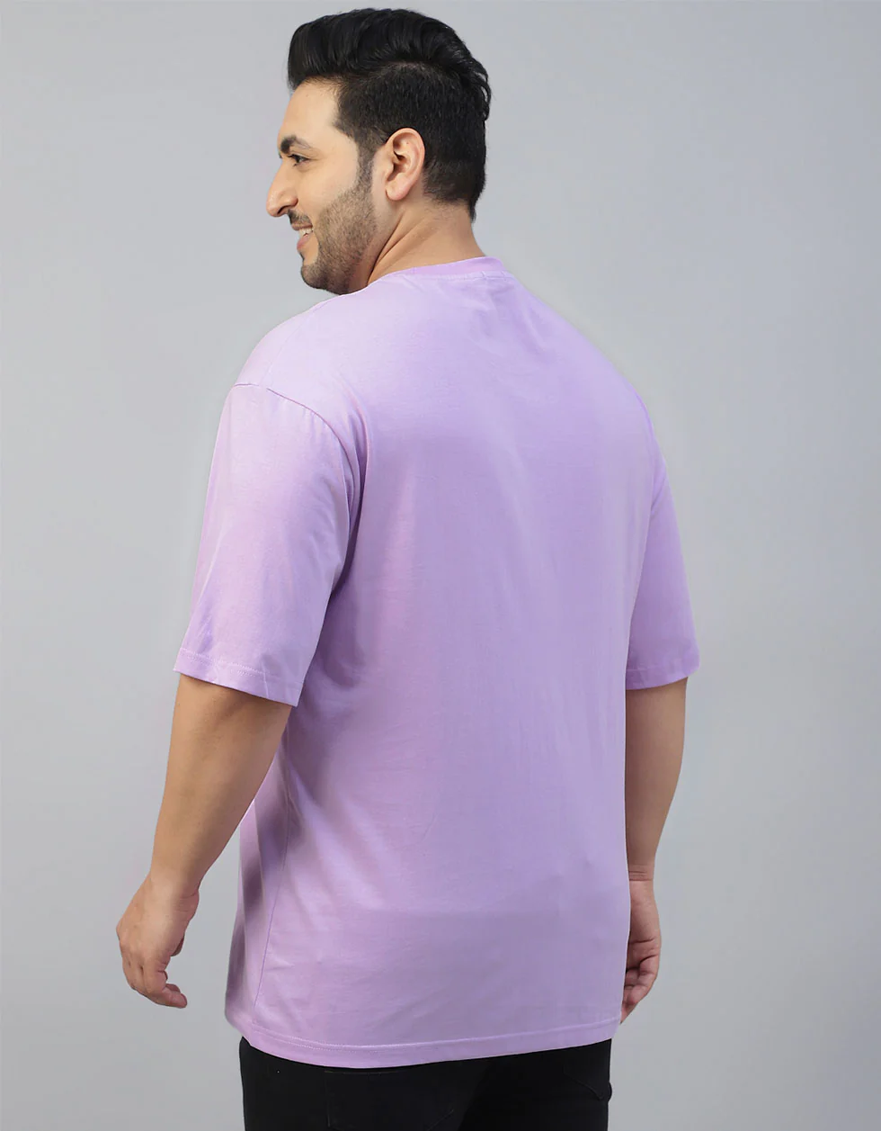 Lilac Plain Plus Size T-shirt - Image 4