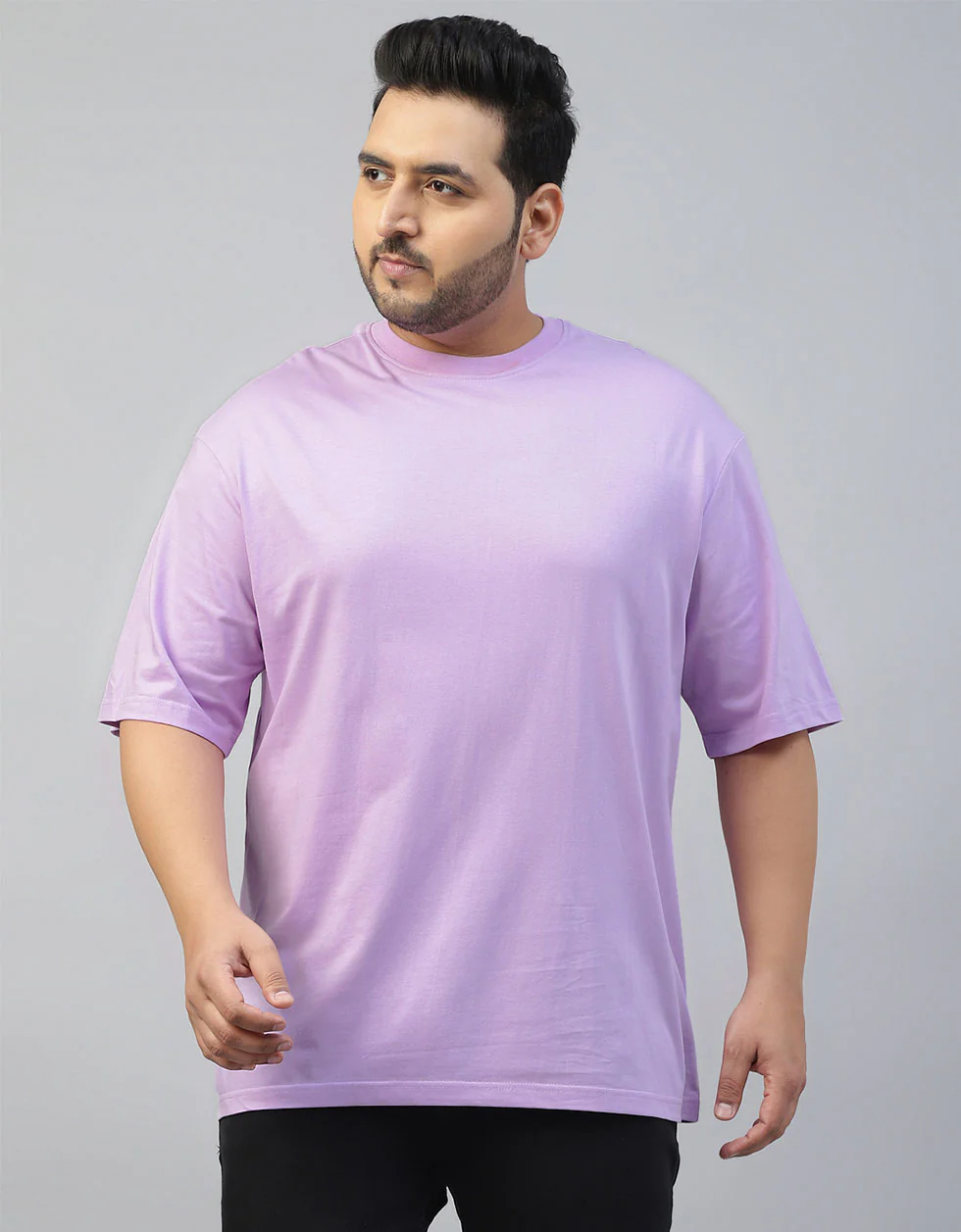 Lilac Plain Plus Size T-shirt - Image 5