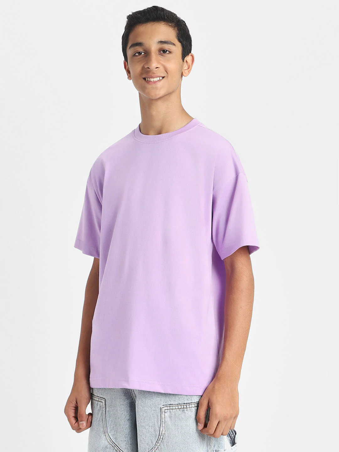 Lilac Solid Oversized Boys T-shirt - Image 3