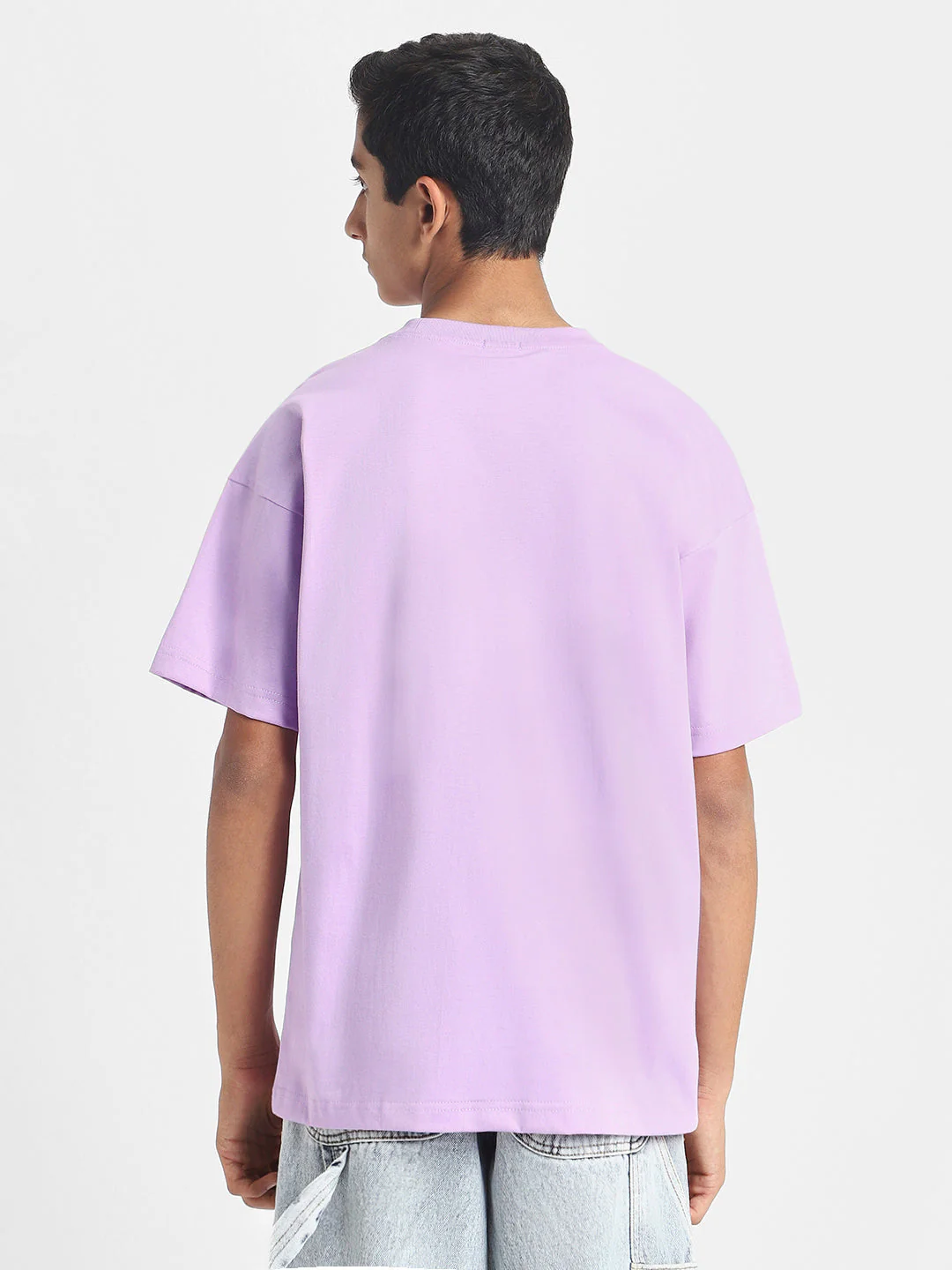 Lilac Solid Oversized Boys T-shirt - Image 4