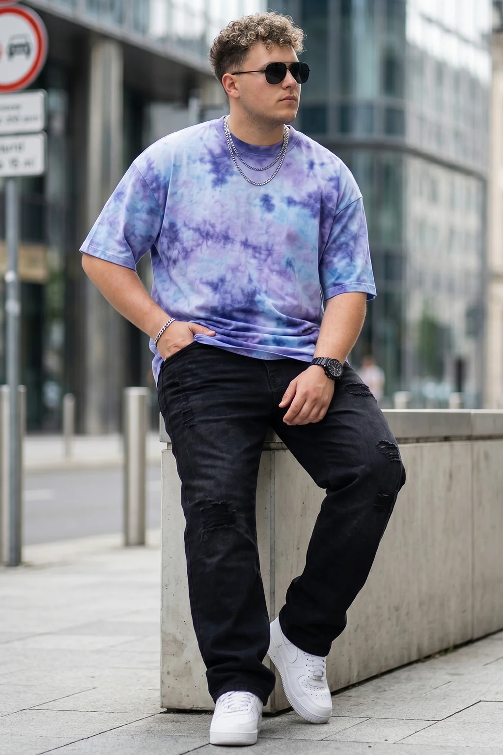 Lilac Tie-Die Printed Plus Size T-shirt - Image 5
