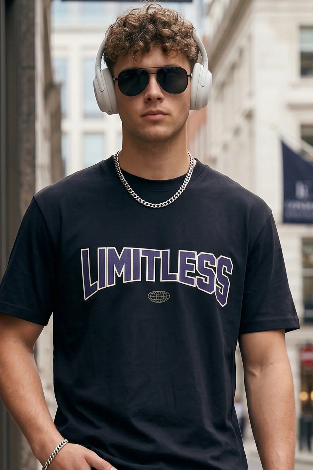 Limitless Black Regular Fit Printed T-shirt - Image 2