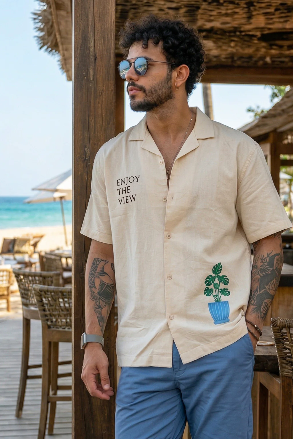 Live In Moment Swanwhite Oversized Printed Exclusive Shirt - Image 3