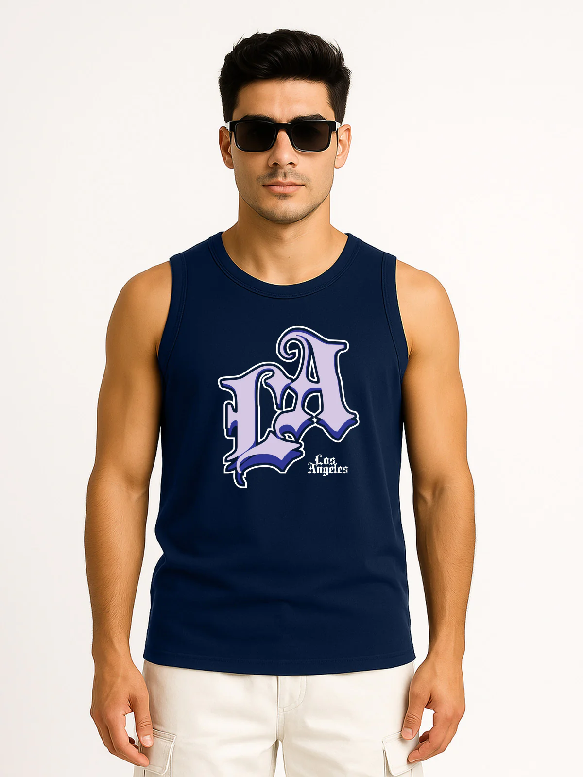 Los Angeles Navy Regular Fit Printed Vest