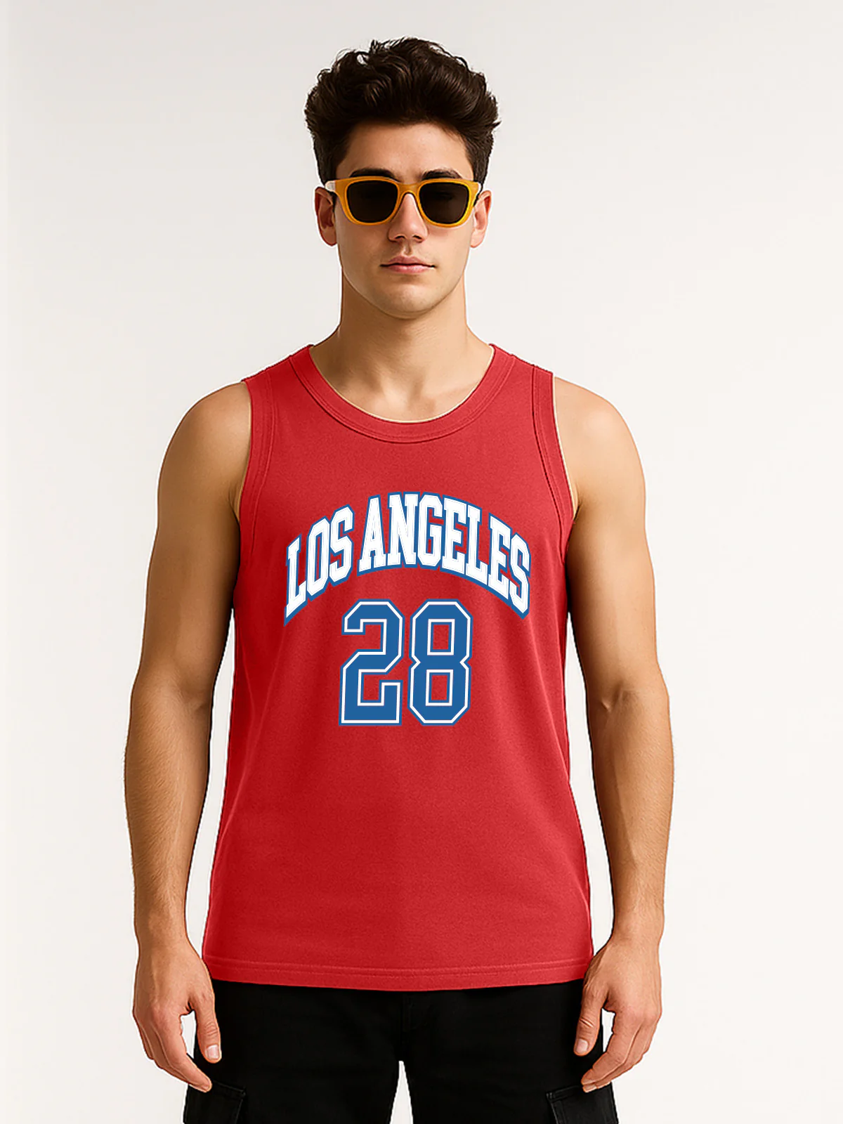 Los Angeles Red Regular Fit Printed Vest