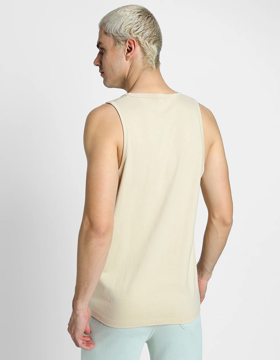 LT1970 Beige Printed Gym Vest - Image 4