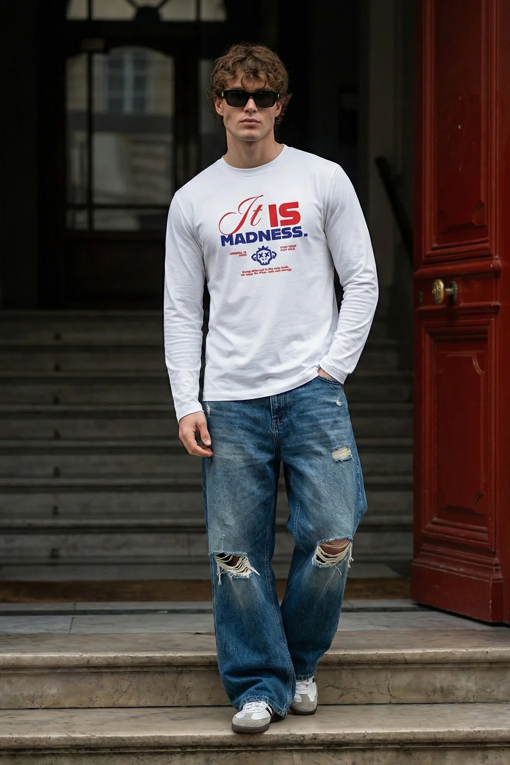 Madness White Full Sleeves Regular Fit Printed T-shirt - Image 6
