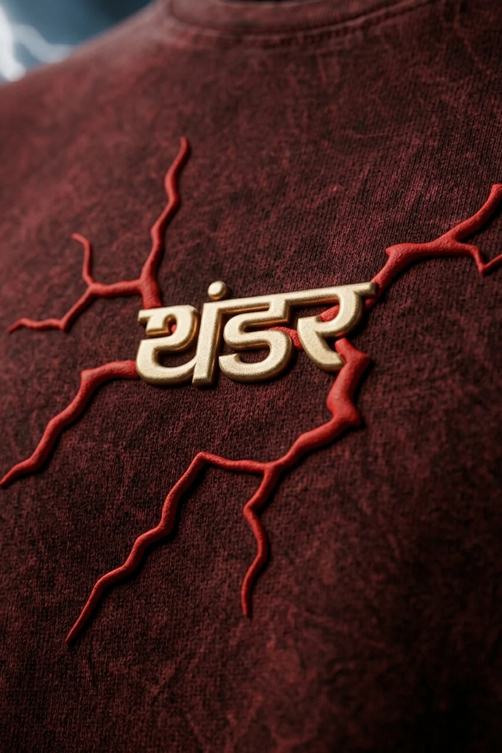 थंडर Maroon Acid Washed Puff Printed Exclusive T-shirt Epic Collection - Image 5