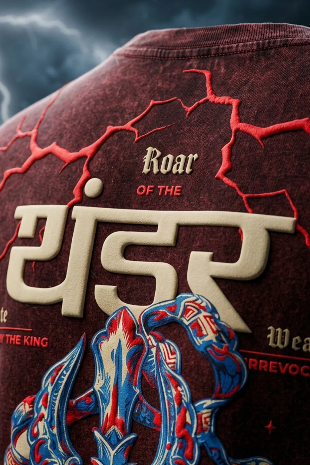 थंडर Maroon Acid Washed Puff Printed Exclusive T-shirt Epic Collection - Image 6