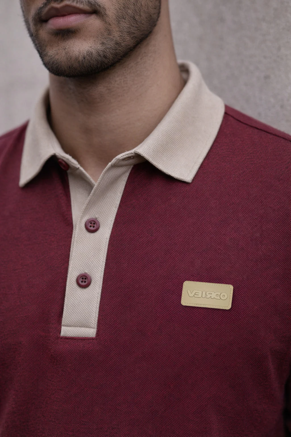 Maroon Contrast Collar Economic Regular Fit Pique Polo - Image 2