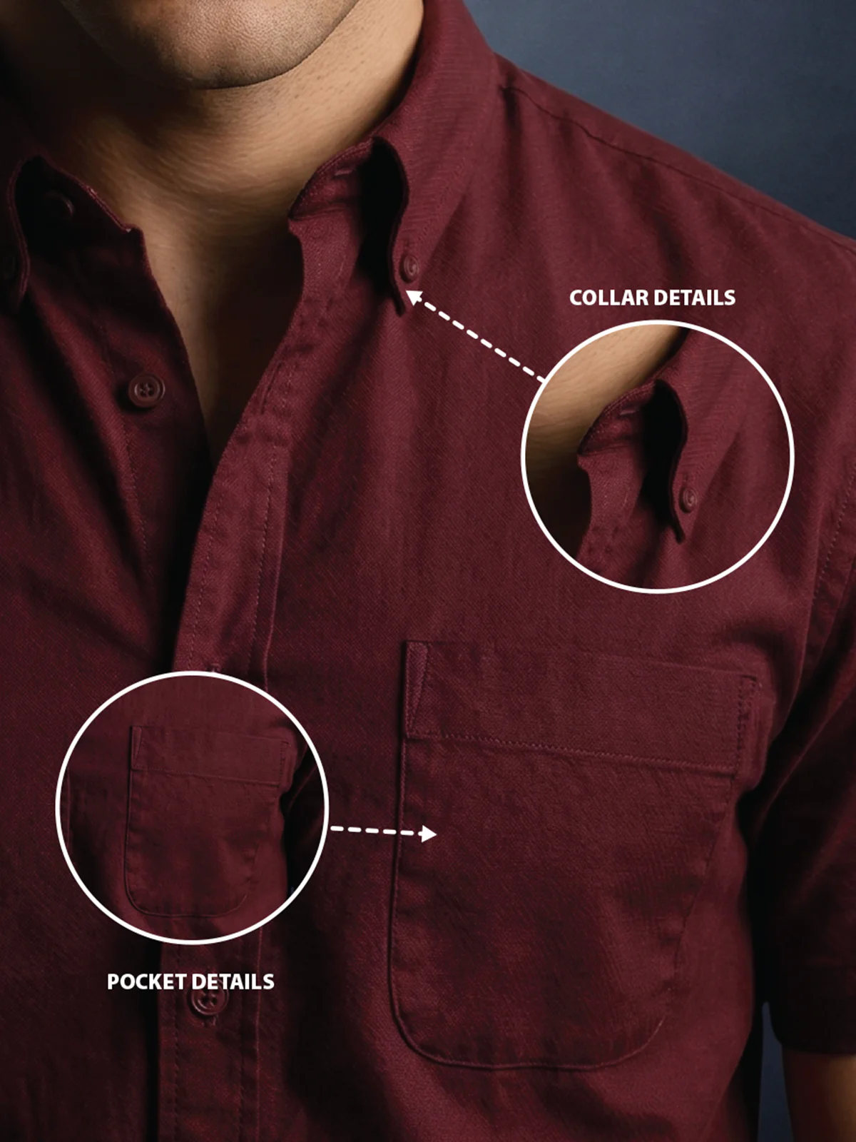 Maroon Plain Regular Fit Half Sleeve Single Pocket Exclusive Shirt - Image 2