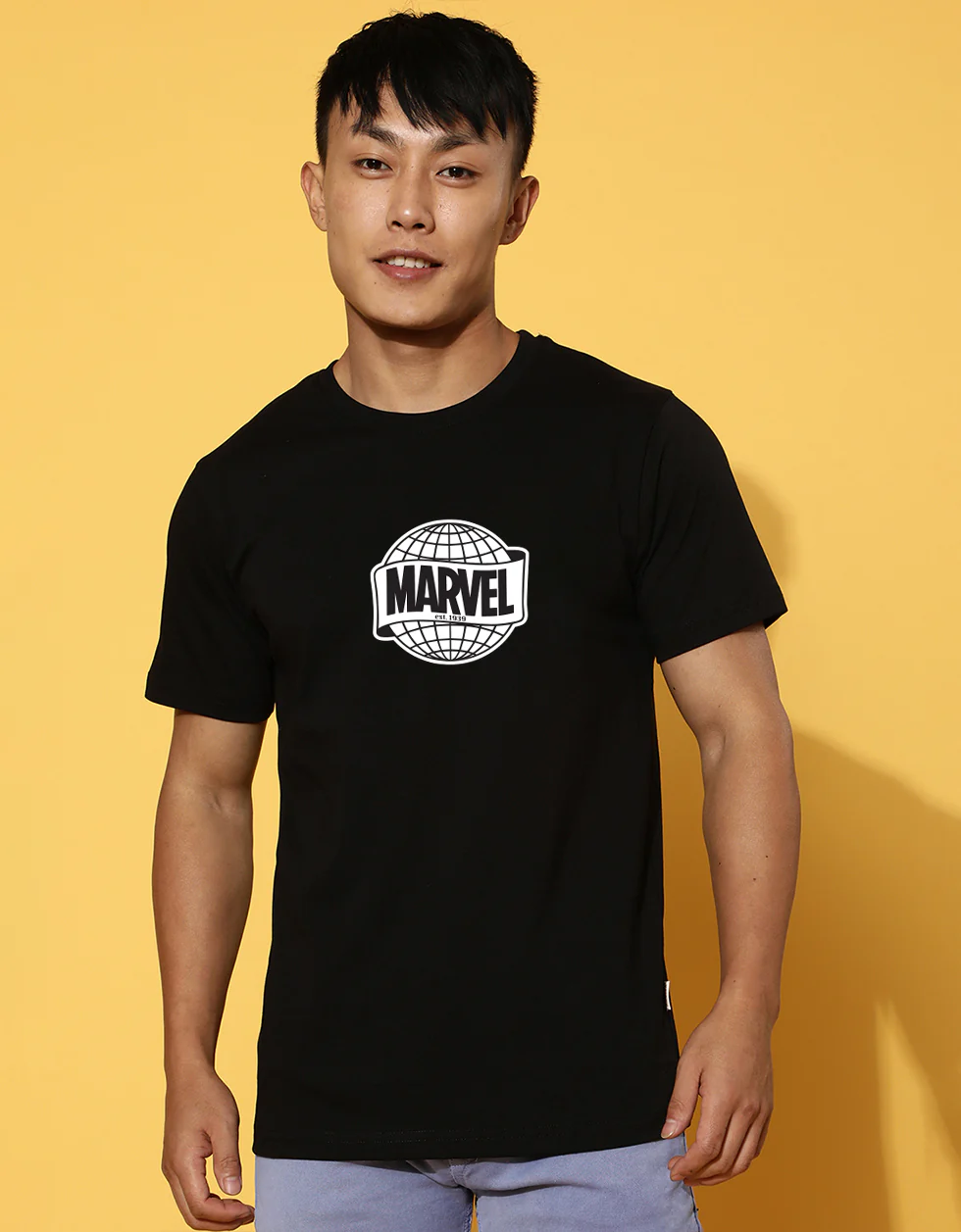 Marvel Black Regular Fit Printed T-shirt - Image 3