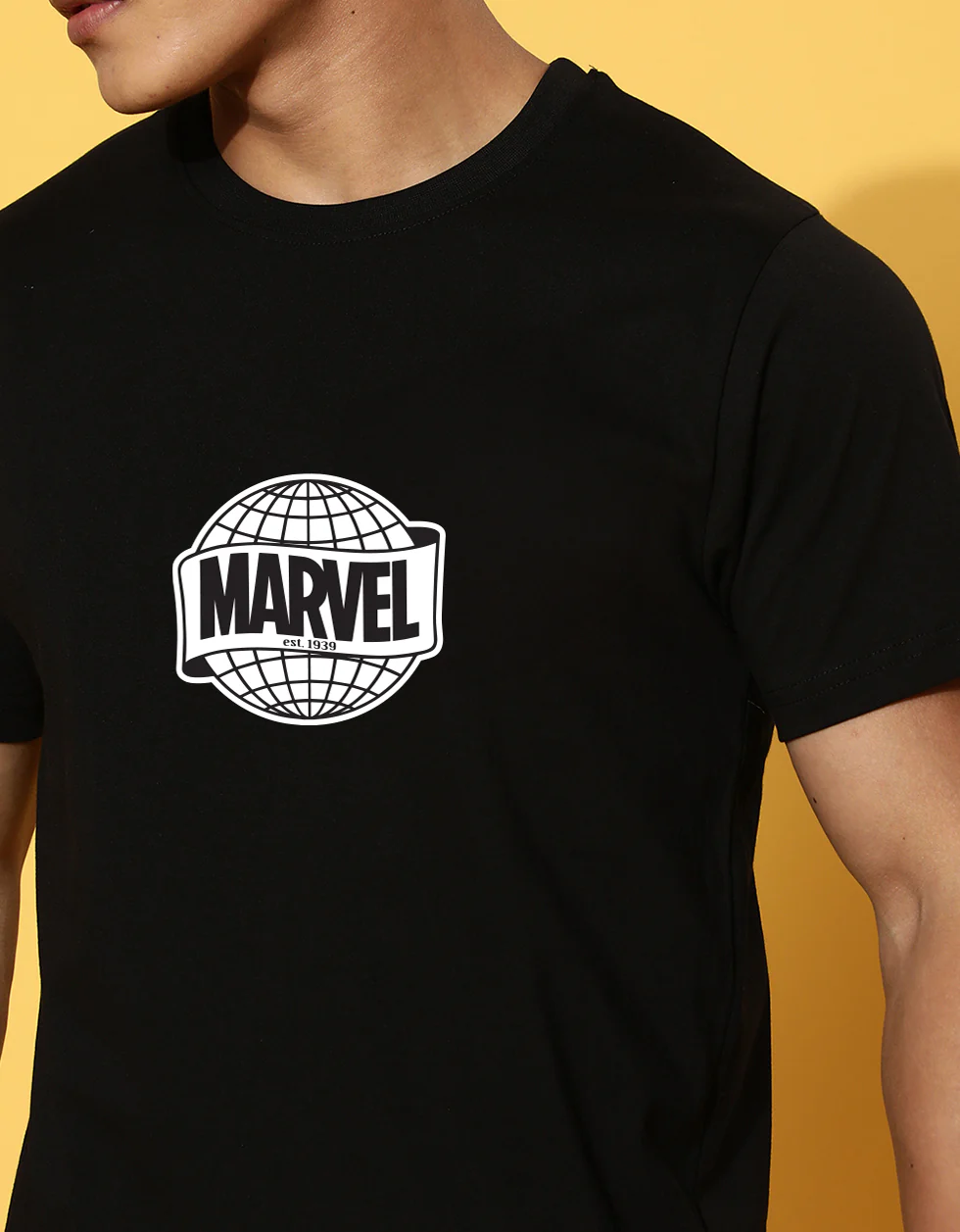 Marvel Black Regular Fit Printed T-shirt - Image 5