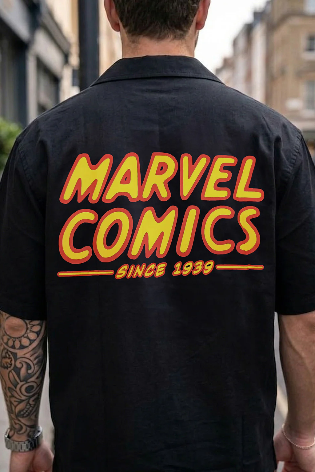 Marvel Comics Black Oversized Printed Exclusive Shirt - Image 2