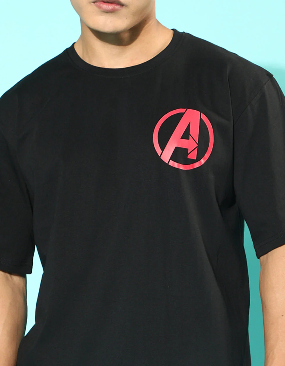 Marvel Heros Black Oversized Back Graphic Printed T-shirt - Image 4