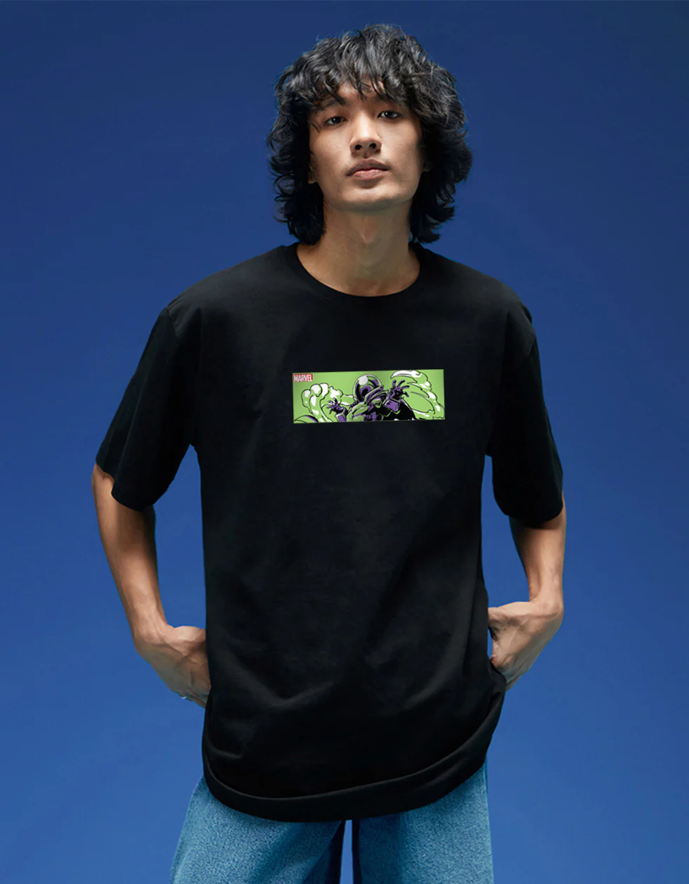 Marvel Mysterio Black Oversized Printed T-shirt - Image 3