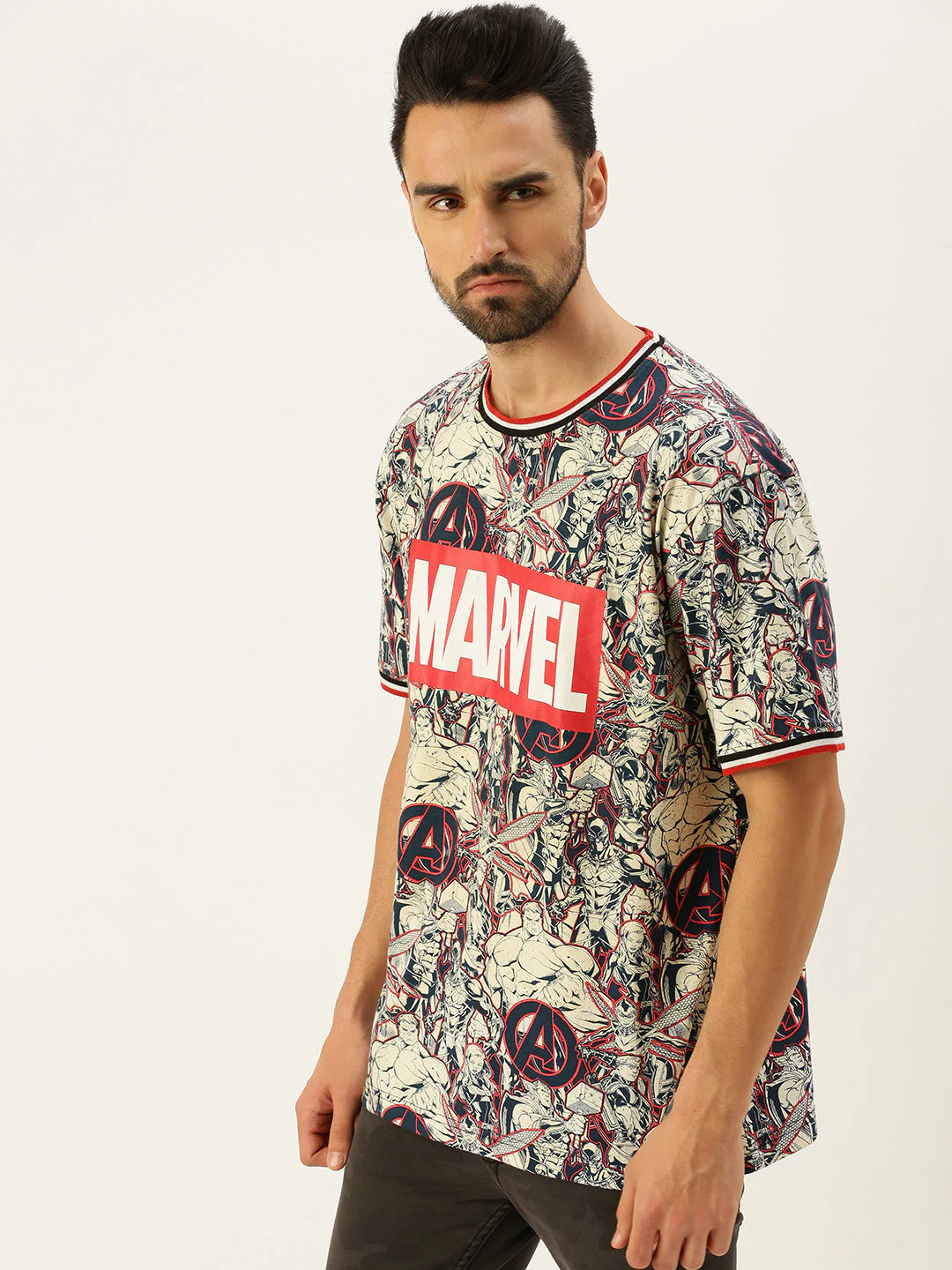 Marvel White Oversized Graphic Printed T-shirt - Image 4