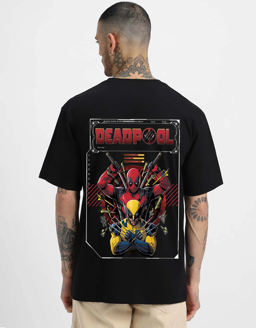 Marvel Best Bubs Super Hero Black Oversized Deadpool T-Shirt - Image 2