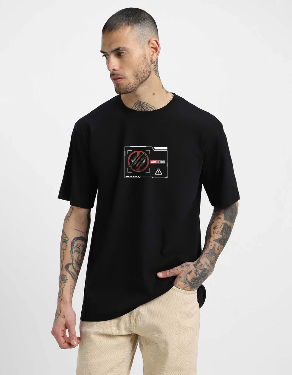 Marvel Best Bubs Super Hero Black Oversized Deadpool T-Shirt - Image 3