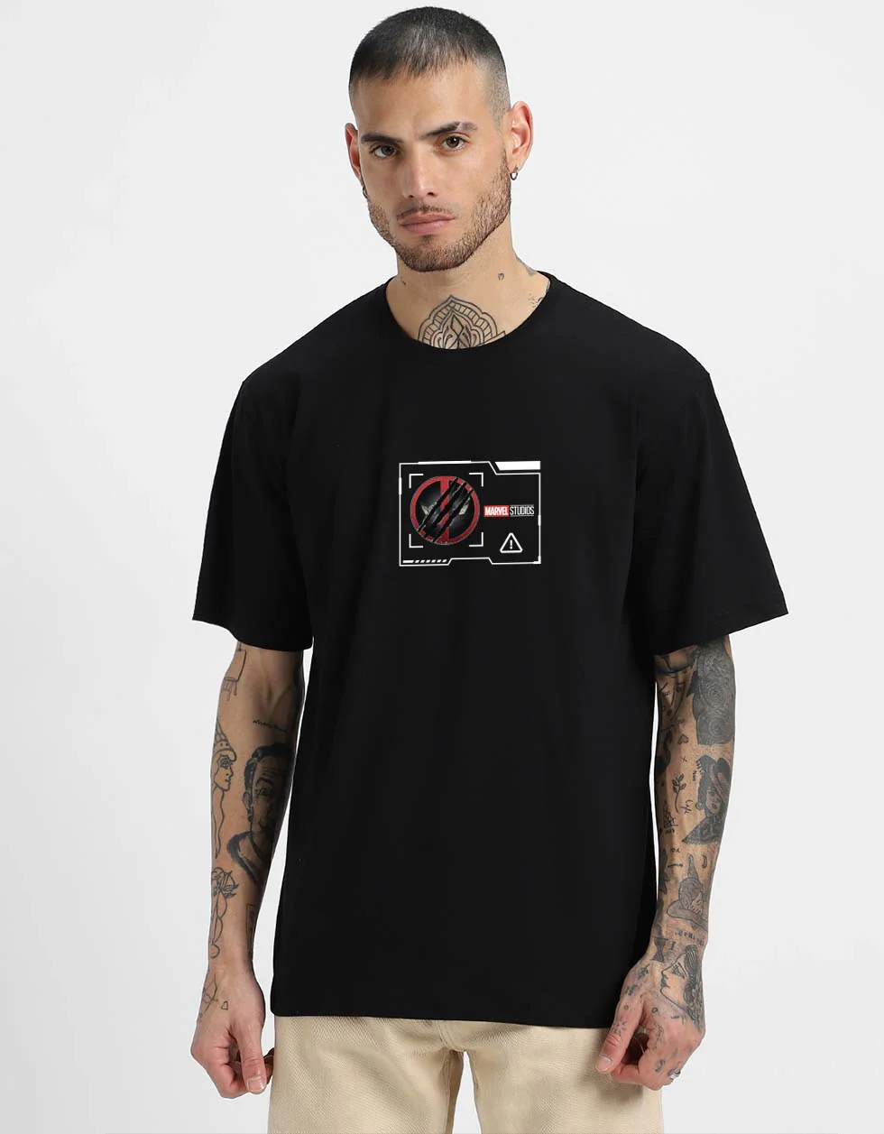 Marvel Best Bubs Super Hero Black Oversized Deadpool T-Shirt - Image 5