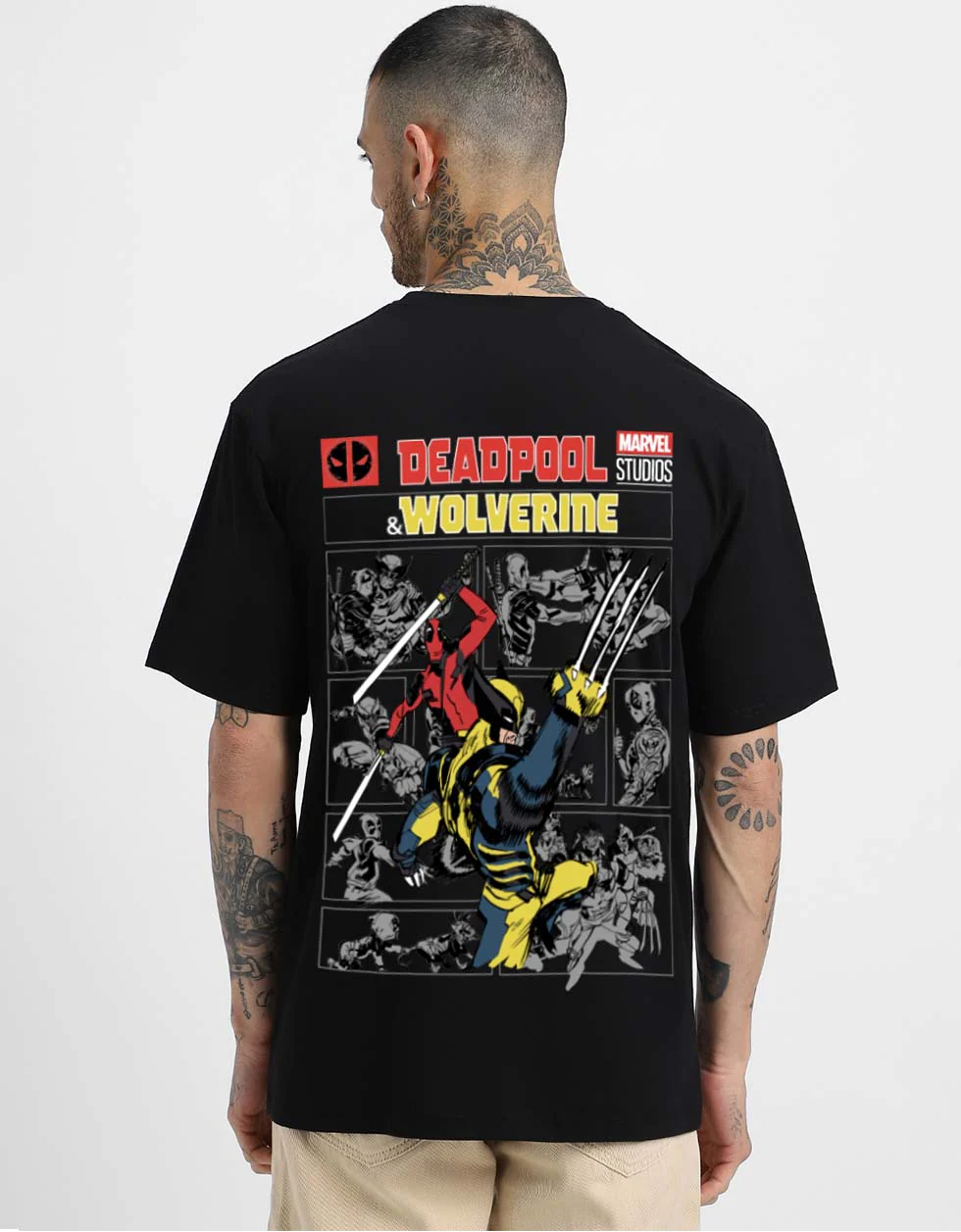 Get Ready for the Madness Marvel Black Oversized Deadpool T-Shirt - Image 2