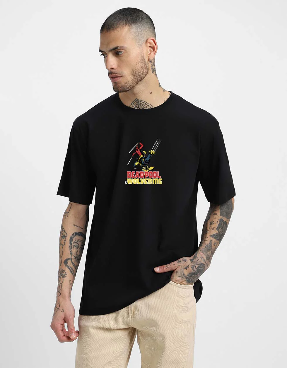 Get Ready for the Madness Marvel Black Oversized Deadpool T-Shirt - Image 3