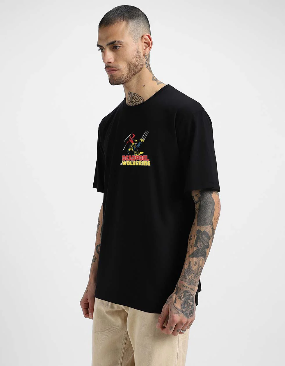 Get Ready for the Madness Marvel Black Oversized Deadpool T-Shirt - Image 4