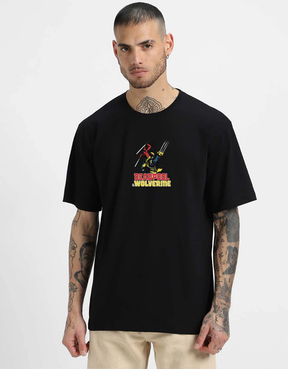 Get Ready for the Madness Marvel Black Oversized Deadpool T-Shirt - Image 5