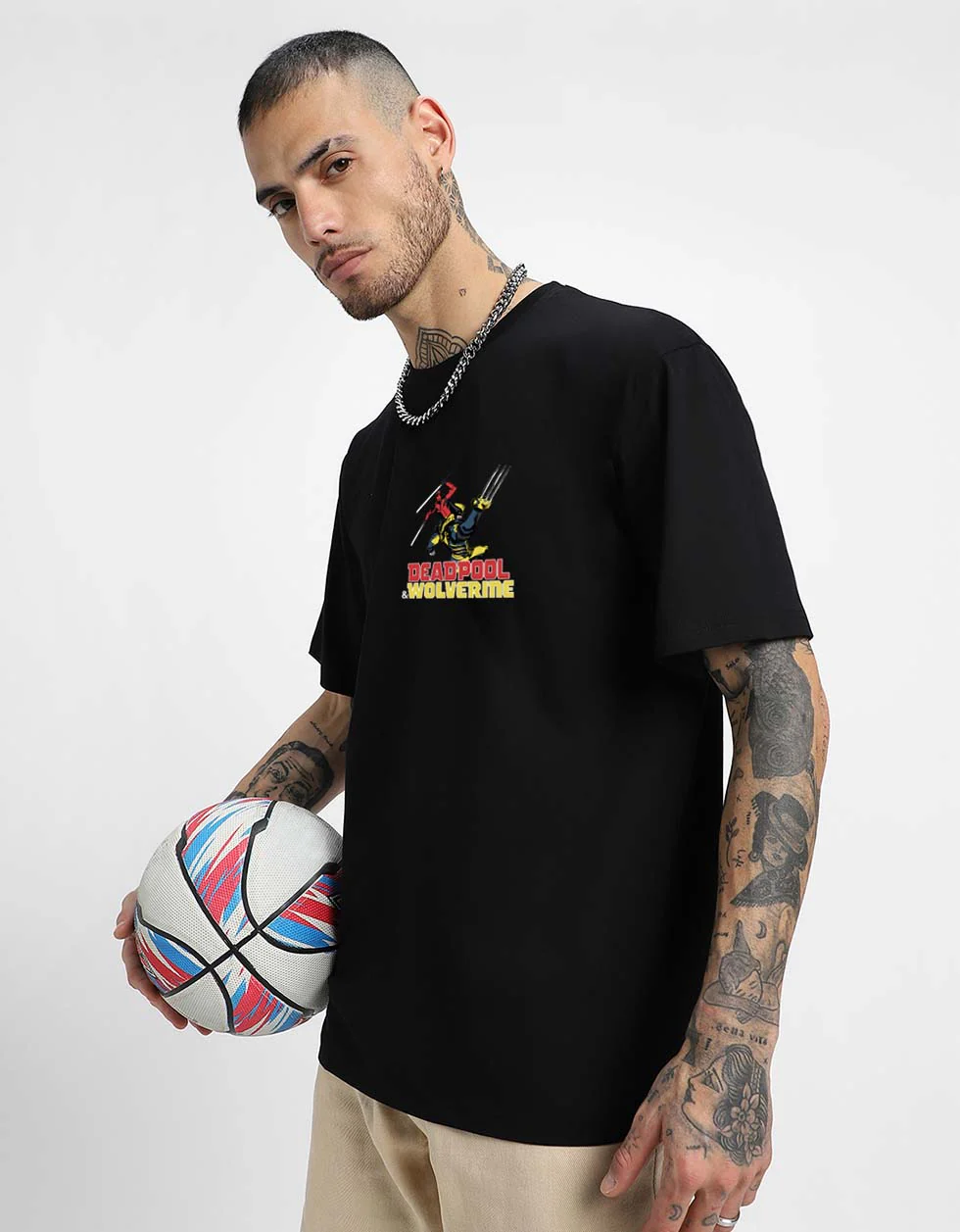 Get Ready for the Madness Marvel Black Oversized Deadpool T-Shirt - Image 6