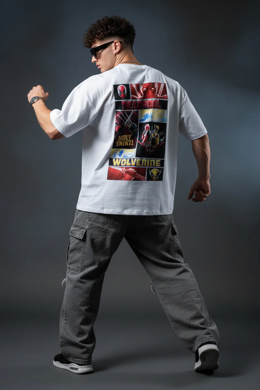 I AM THE MADNESS Marvel White Oversized Deadpool T-Shirt - Image 3