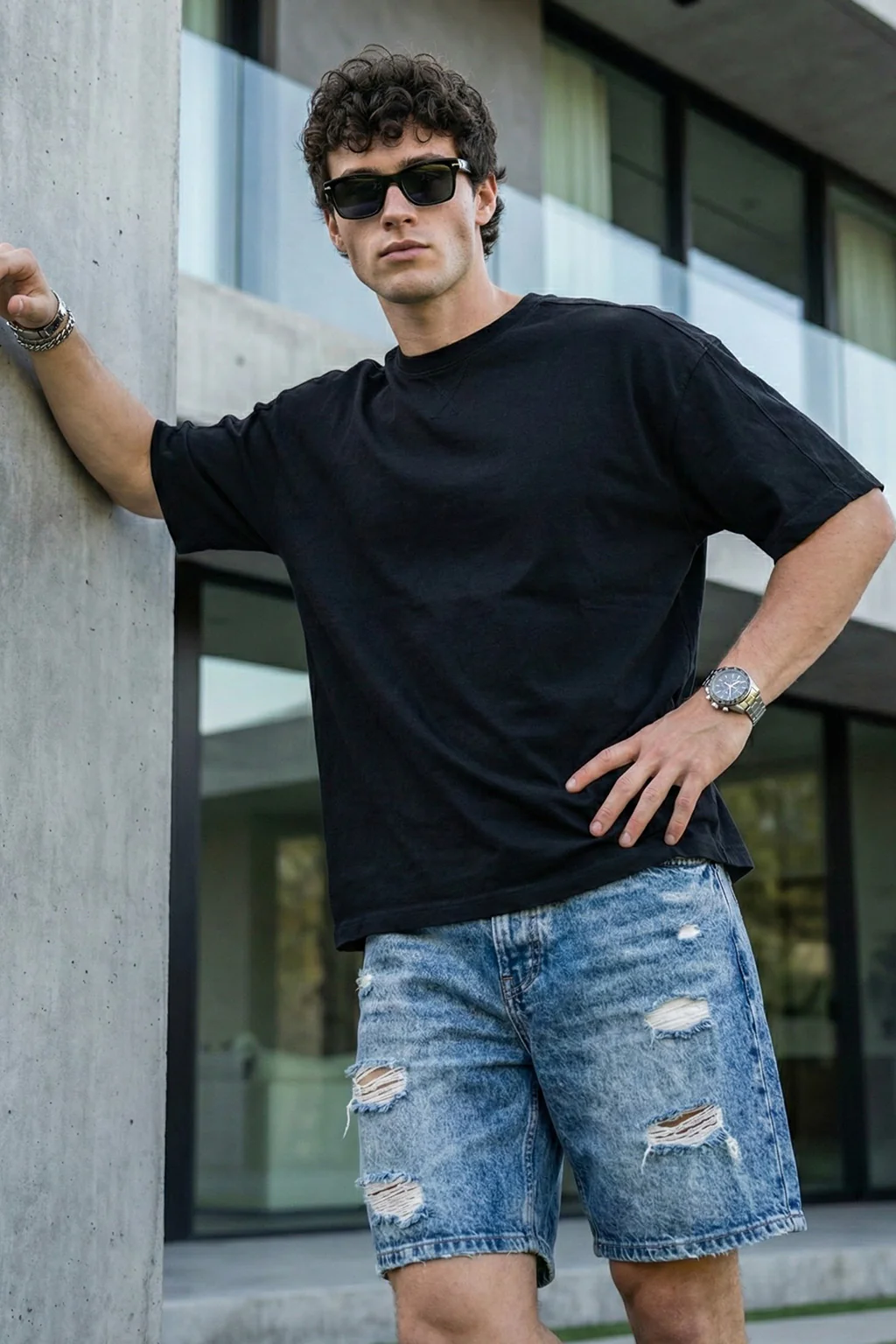 Black Plain Oversized T-shirt - Image 3