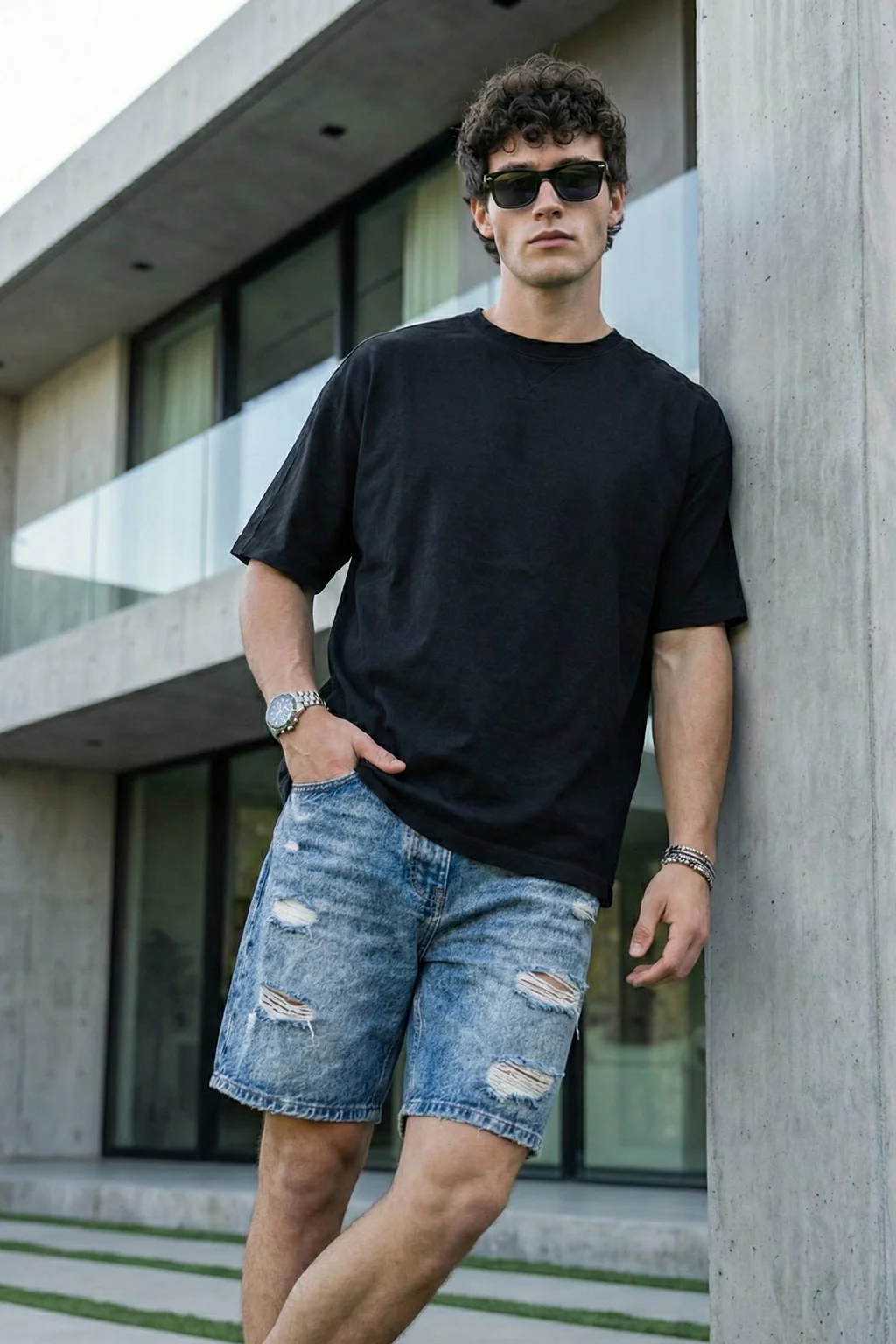 Black Plain Oversized T-shirt - Image 4